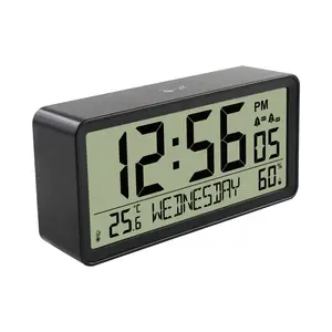 Digital Alarm Clock with Indoor Thermometer Hygrometer Temperature Humidity Monitor Electric Desk Table Household Alarm Clock
