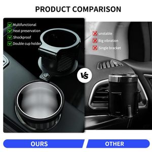 حامل أكواب للسيارة من ماركة OEM، يحافظ على برودة وسخونة المشروبات، منظم للسيارة بدوران 360 درجة ° حامل أكواب قابل للتعديل للسيارة مع حامل هاتف - Product Image 3