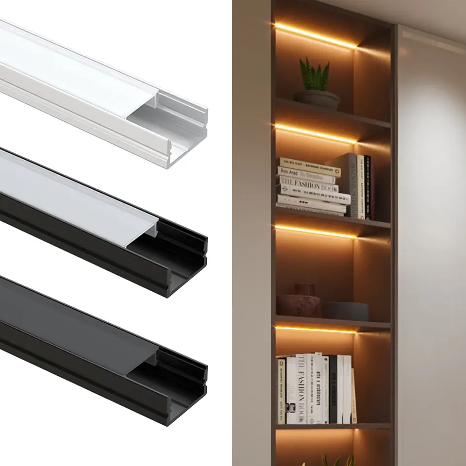 Dreieckige quadratische LED-Aluminiumprofil-LED-Licht leiste für Schrank-Display-Treppen beleuchtung 12mm 17mm 24mm schwarz