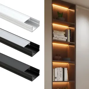 Triangular Square Led Aluminum Profile Led Strip Light For Cabinet Display Stairs Lighting 12mm 17mm 24mm Black 2835