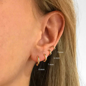 ROXI 2021 Boucles d'oreilles créoles rondes minimalistes en argent sterling 925 de 5 mm/6 mm/7 mm/8 mm/9 mm - Product Image 6