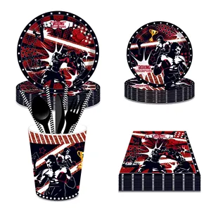 Huancai Boxing Match Party Supplies Boxer Guantes Platos de papel Vasos Servilletas Juego de vajilla desechable para decoraciones de fiestas deportivas