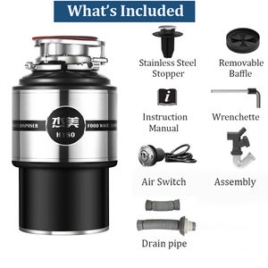 Broyeur de déchets alimentaires d'évier de cuisine domestique électrique Machine d'élimination des déchets en acier inoxydable Type d'alimentation continue pour une utilisation dans le garage - Product Image 5