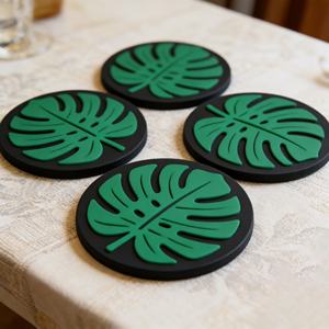 Posavasos de Silicona Negra Personalizados, Posavasos de PVC con Diseño de Disco Retro para Bebidas, Vino y Cerveza - Product Image 2
