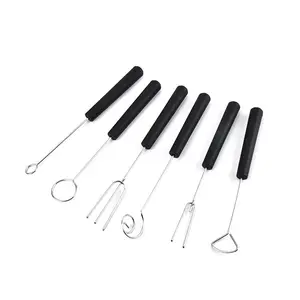 Hot Selling Anti-Slip Handle Stainless Steel Kitchen Gadgets Skewers Cheese Chocolate Fork Cookware