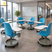 Chaise ergonomique mobile en plastique pour salle de classe et salle de formation, avec plateau, tablette d'écriture et porte-gobelet, OEM ODM