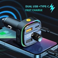 Kit de Cargador de Coche Dual USB TF de 7 Colores, Transmisor FM Inalámbrico Bluetooth, Modulador Estéreo Portátil, Carga Rápida (QC)