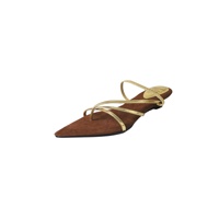 Sandales à enfiler à deux voies de style romano-gothique français avec bout pointu, bride dorée, chaussures compensées, vêtements d'extérieur pour femmes, été