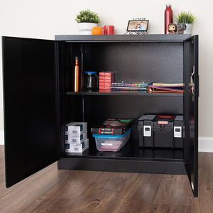 قابلة للطي 2 رف معدني مع عجلات ، خزانة لوح كبيرة المساحة قابلة للطي للمكتب المنزلي خزانة أرشفة صغيرة - Product Image 5