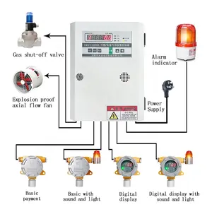 Wall mounted 4-20mA LPG CO2 O3 NH3 gas detector industrial gas alarm control panel