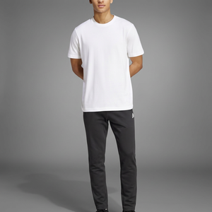 Mens Light Gray Cotton T Shirt Crew Neck Short Sleeve Casual Regular Fit Breathable Everyday Basic Summer Tee - Product Image 2