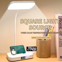 Lampe de bureau pour la protection des yeux, lampe de chevet pour chambre à coucher, petite lampe de nuit LED avec horloge
