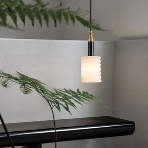 Luminaire suspendu en marbre minimaliste moderne, hauteur réglable, pour chambre principale, nouveau style chinois, blanc chaud, pour salle d'exposition, bar - Product Image 3