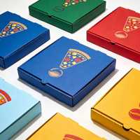 Boîte à pizza en carton ondulé brun personnalisée avec logo blanc imprimé pour pizzeria, boulangerie, restaurant