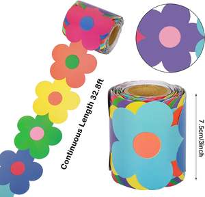 Borde Decorativo para Tablero de Anuncios con Diseño Floral Bohemio, Recorte de Flores para Tablero de Anuncios, Ideal para Escuela, Aula, Oficina y Pizarra - Product Image 2