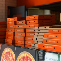 Boîtes à pizza en carton ondulé personnalisées, biodégradables, jetables, rouges, 12 et 16 pouces, pour la livraison de plats à emporter, avec logo