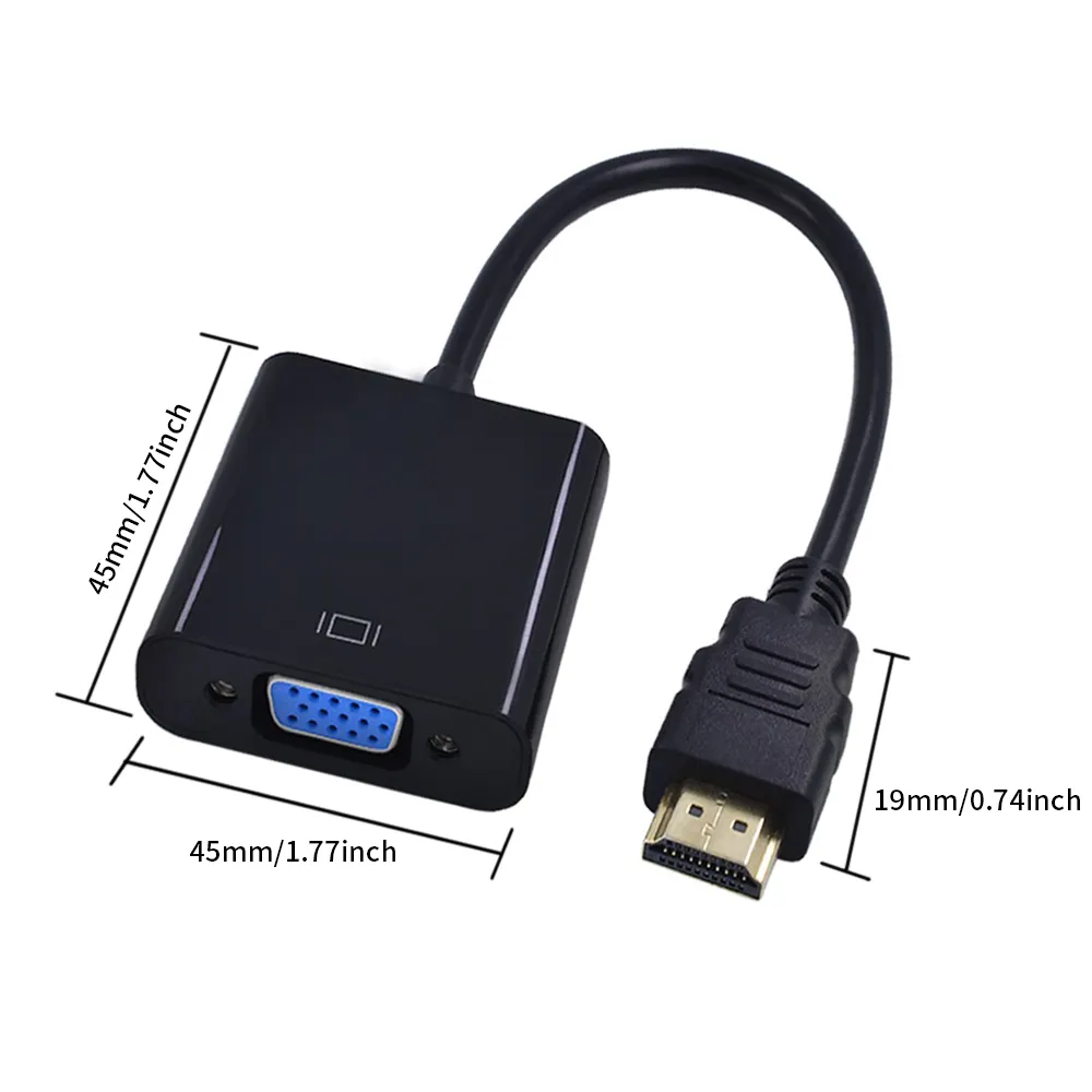 Tishric HDMI tương thích với VGA với âm thanh cable1080p HD kỹ thuật số để Analog chuyển đổi cáp cho PC máy tính xách tay