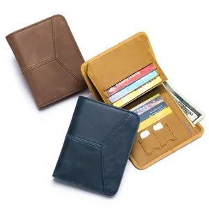 Vente en gros de haute qualité affaires nouveau portefeuille pour hommes RFID véritable cuir de vachette rétro fentes verticales pour cartes portefeuille à trois volets avec carte SIM