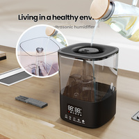 Humidificateur ultrasonique à faible bruit, 7 couleurs LED, personnalisable, contrôlé par application intelligente, humidistat, utilisation hôtelière, aromathérapie, 4,5 L