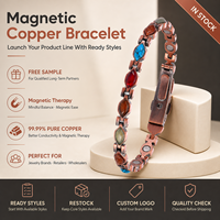 Joyería Magnética de Cobre Puro, Pulsera de Terapia Magnética con Eslabones de Piedras de Colores, Venta al Por Mayor, Suministro de Regalos Personalizados