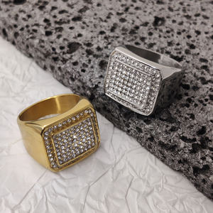 Grosir Cincin Hip Hop Punk baru tren <span class=keywords><strong>Titanium</strong></span> 18K berlapis emas berlian penuh baja tahan karat pria cincin kustom MRD015 - Product Image 3