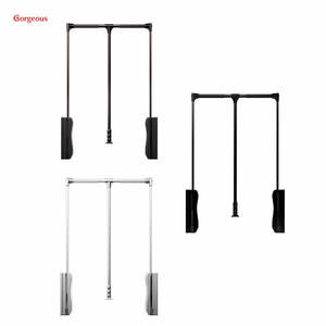 Magnifique tampon de tige de placard en aluminium silencieux et robuste réglable garde-robe ascenseur Rail organisateur système de rangement tige de suspension - Product Image 2