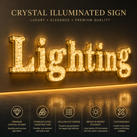 Enseigne LED personnalisée remplie de cristaux, lettres lumineuses en acier inoxydable, signalétique de luxe pour logo d'entreprise pour devanture de magasin