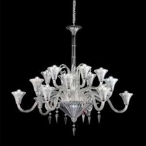 Lustre en cristal blanc de style français, grand modèle, rond, à fixation au plafond, pour salon - Product Image 3