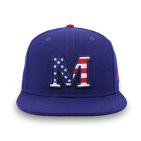 Pengiriman cepat topi bordir 6 Panel pola bordir Amerika Serikat topi Visor datar bulat kain campuran wol topi luar ruangan modis