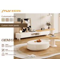 Meuble TV en MDF de style médiéval couleur crème pour salon, nouveau modèle 2025, ensemble table basse sur pied, modèle 918