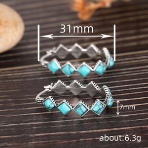 Orecchini a Clip Vintage in Stile Orientale con Motivi Geometrici e Colore Turchese, Gioielli per Orecchie alla Moda per Donne - Product Image 4