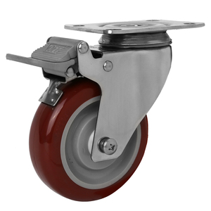 4 pouces Tige En Acier Inoxydable Pu Roulette Avec Frein <span class=keywords><strong>Pour</strong></span> Fauteuil Roulant - Product Image 3