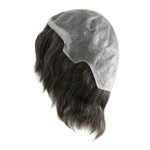Parrucchino da uomo in <span class=keywords><strong>capelli</strong></span> umani corti da <span class=keywords><strong>6</strong></span> pollici, sistema di sostituzione dei <span class=keywords><strong>capelli</strong></span> indiani Remy con base sottile da 0,12 mm, parrucca da uomo in PU per tutta la testa da 56 cm - Product Image 4