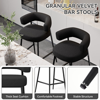 Tabourets de bar modernes réglables pour l'extérieur et la maison, en tissu bouclé, avec accoudoirs incurvés et structure métallique, tabouret de cuisine contemporain pour salon et école