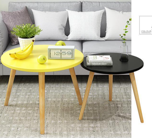 Mesa auxiliar de madera para sala de estar, mesa de centro con bandeja redonda y pata de madera sólida, moderna, escandinava, precio de fábrica - Product Image 5