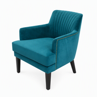 Fauteuil d'appoint moderne en velours avec dossier plissé vertical, chaise longue rembourrée pour la maison et l'hôtel