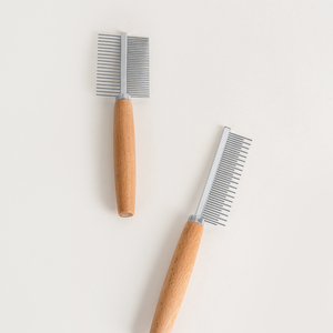 Peine de Doble Cara de Acero Inoxidable con Mango de Madera para el Cuidado de Mascotas, Perros, Gatos y Caballos - Product Image 6