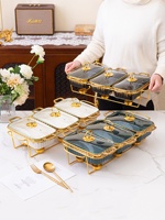 Vielseitiger, vielseitig einsetzbarer AB-Grade Keramik-Speisenwärmer mit Alkoholbefeuerung, luxuriöser 3-Verbindungs-Chafing Dish für Hotels
