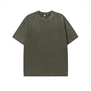 T-shirt en coton rose surdimensionné personnalisé pour hommes et femmes, col rond, lourd, uni, streetwear, décontracté, unisexe - Product Image 1
