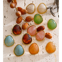 Boucles d'oreilles clous élégantes en résine JINYOU 6445, motif marbre, forme organique irrégulière, texture artistique vintage, pour la mode