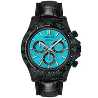 Montre Chronographe Personnalisable de Luxe en Fibre de Carbone pour Homme avec Aiguilles Lumineuses Verre Saphir Bracelet en Cuir Mouvement VK63