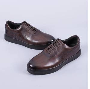 Chaussures habillées en cuir noir à bout rond et lacets, semelle intermédiaire EVA amortie, semelle extérieure en caoutchouc, empeigne avec logo gaufré, pour le bureau - Product Image 4