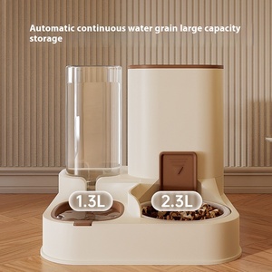 Mangkuk air plastik keramik 2 in 1, 3L makanan 1,3 l mangkuk tempat makan otomatis kucing anjing hewan peliharaan - Product Image 4