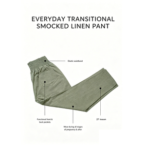 Pantalones de Maternidad de Lino Personalizables, Suaves, Transicionales, con Cintura Elástica Fruncida y Bolsillos para Todas las <span class=keywords><strong>Etapas</strong></span> del <span class=keywords><strong>Embarazo</strong></span> - Product Image 6