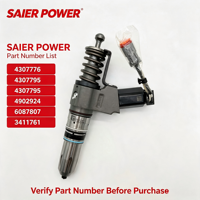 Ensemble d'injecteurs de carburant diesel 4307776 4307795 4902924 6087807 3411761 pour moteur KMS N14