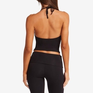 Ensemble de yoga tendance pour femme, style européen et américain, avec haut dos nu à bretelles et pantalon évasé taille haute, pour le <span class=keywords><strong>sport</strong></span> et le fitness, ensemble 2 pièces évasé - Product Image 2
