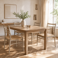 Chaise de salle à manger moderne avec dossier en échelle et assise tressée sans accoudoirs pour cuisine, café, restaurant