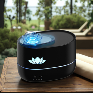 Atomizador ultrasónico portátil, difusor de aceite esencial, Aroma de grano de madera con altavoz de reloj y Material plástico de alimentación USB - Product Image 1