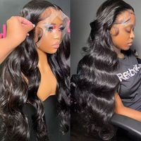 Perruques de Cheveux Humains Bruts Indiens Ondes Profondes Souples Transparent HD Full Lace Frontal pour Femmes Noires