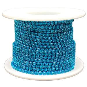 Personalizado 10 quintal glitter pedaço azul cristal strass guarnição copo fechamento cadeia a granel para decoração de jóias artesanal